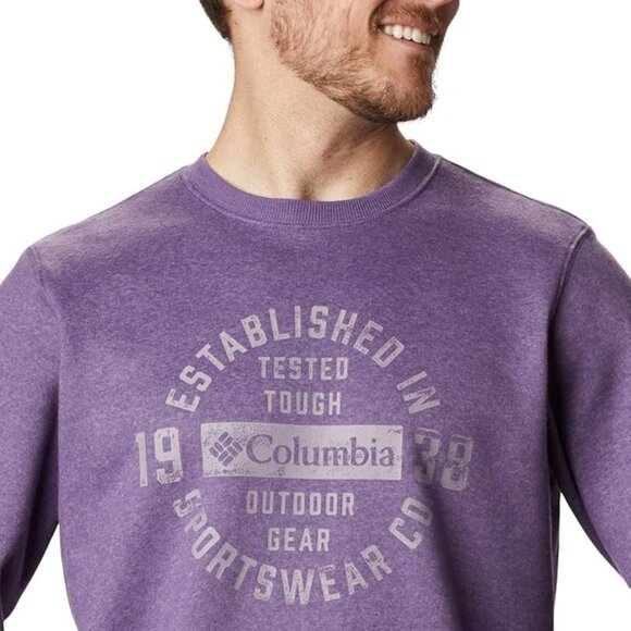 🆕Columbia Men's Hart Mountain Graphic Crew, Large-Soft Purple Heather Tough - Picture 4 of 5